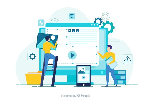 Concepto de configuración del sitio web para la página de destino