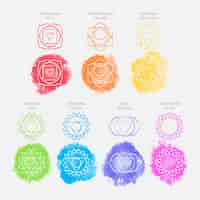 Vector gratuito concepto de conjunto de chakras coloridos