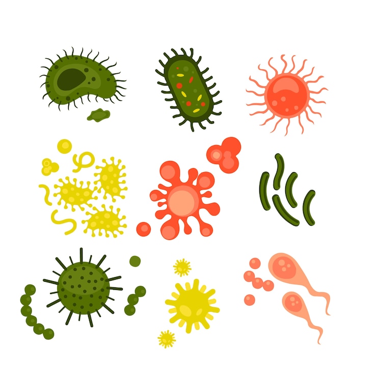 Vector gratuito concepto de conjunto de virus de diseño plano