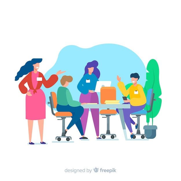 Concepto de conocer al equipo para landing page