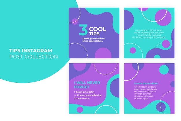 Vector gratuito concepto de consejos para la colección de publicaciones de instagram