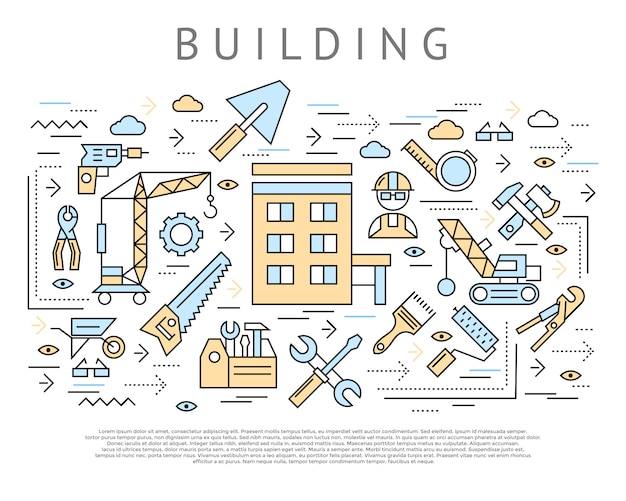 Vector gratuito concepto de construcción y construcción