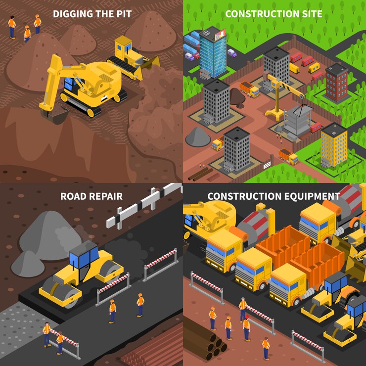Vector gratuito concepto de construcción general isometría