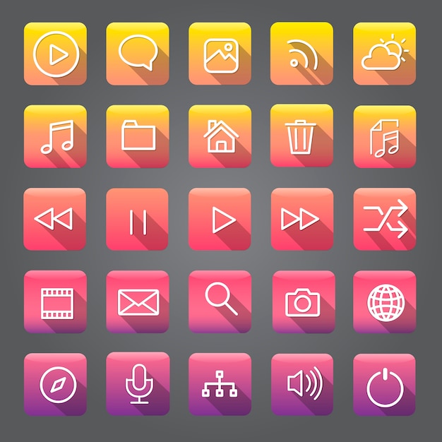 Concepto de contenido de aplicación de colección de iconos
