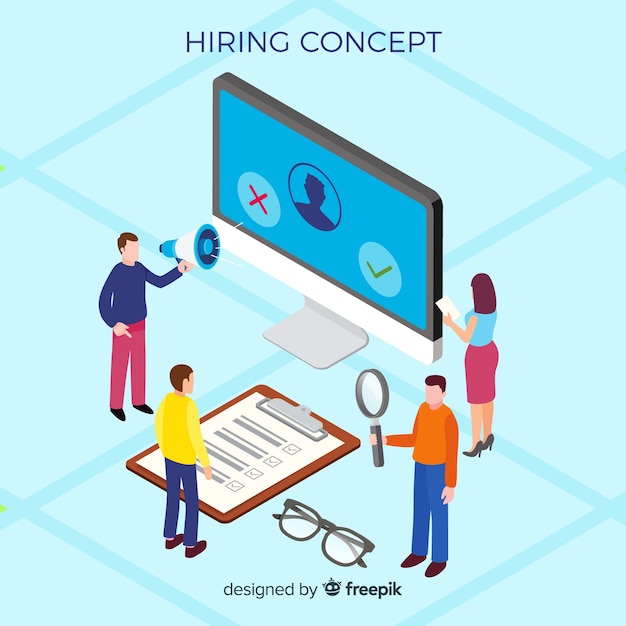Concepto de contratación de personal en isométrico