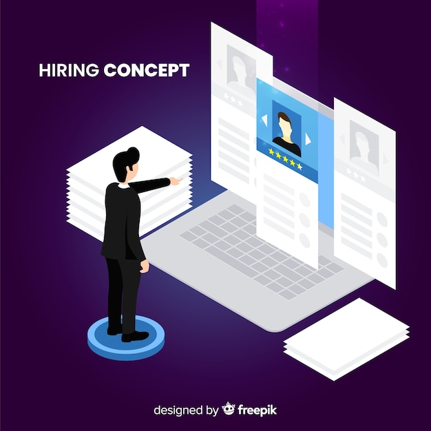 Concepto de contratación de personal en isométrico