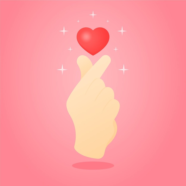 Vector gratuito concepto de corazón de dedo gradiente