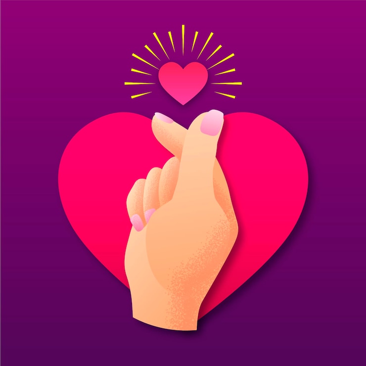 Vector gratuito concepto de corazón de dedo gradiente