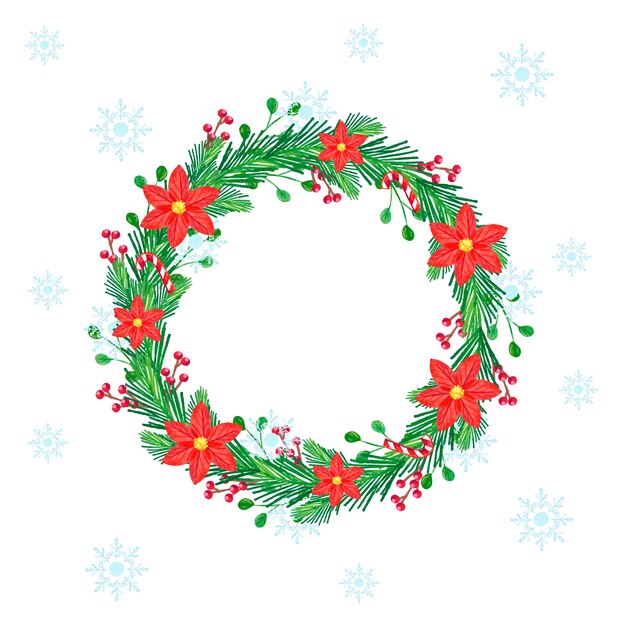 Concepto de corona de Navidad acuarela