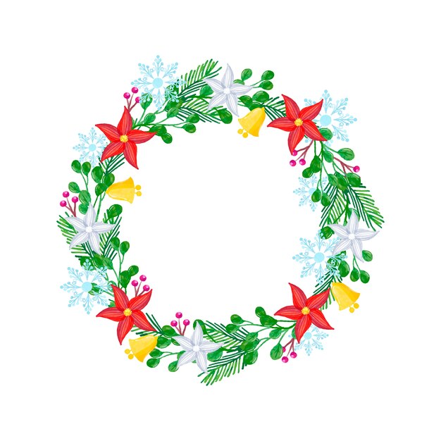 Concepto de corona de Navidad acuarela