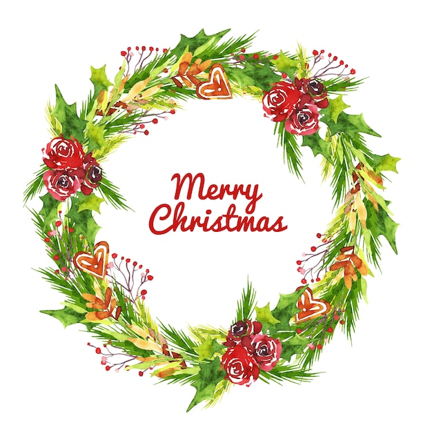 Concepto de corona de navidad acuarela