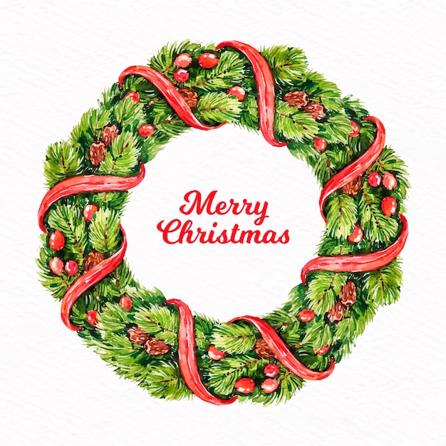Concepto de corona de navidad acuarela