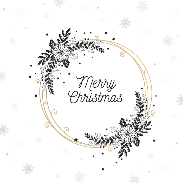 Concepto de corona de navidad dibujada a mano