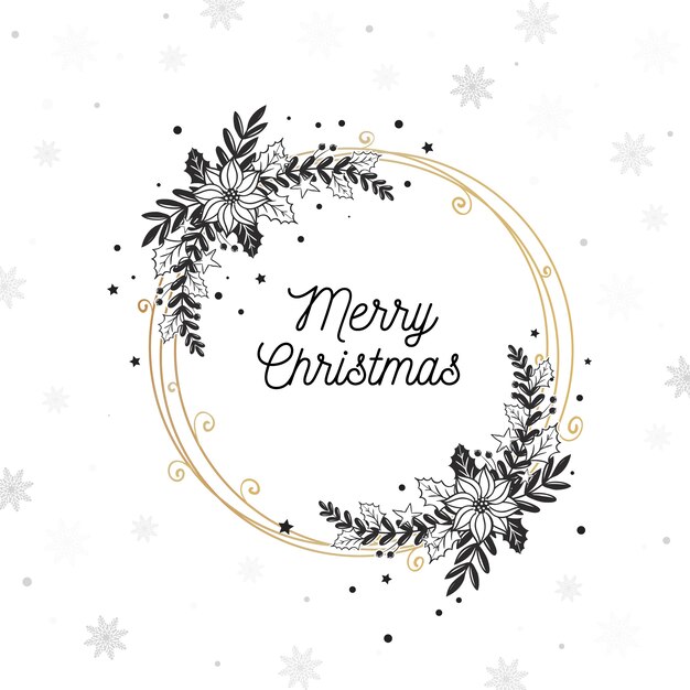 Concepto de corona de navidad dibujada a mano