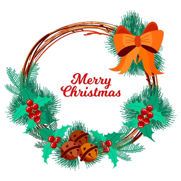 Concepto de corona de navidad dibujada a mano