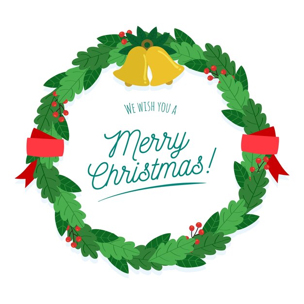 Concepto de corona de navidad dibujada a mano