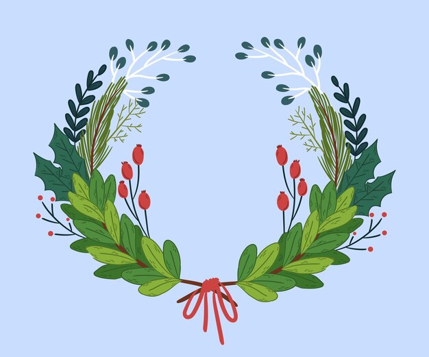 Concepto de corona de navidad dibujada a mano