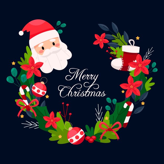 Concepto de corona de Navidad de diseño plano