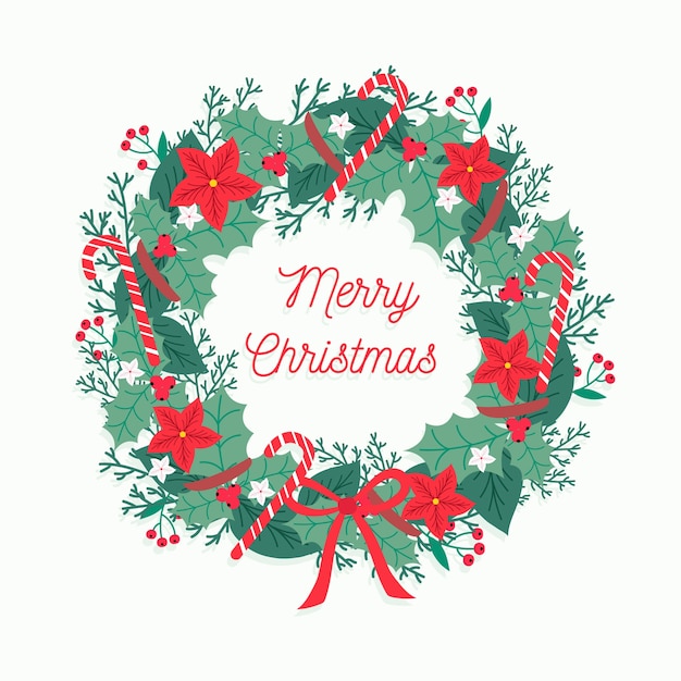 Concepto de corona de Navidad de diseño plano