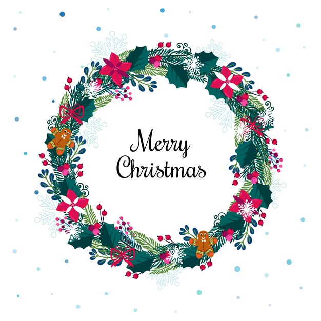 Concepto de corona de Navidad de diseño plano