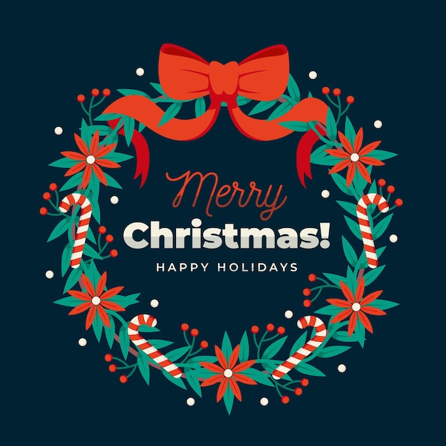 Concepto de corona de Navidad de diseño plano