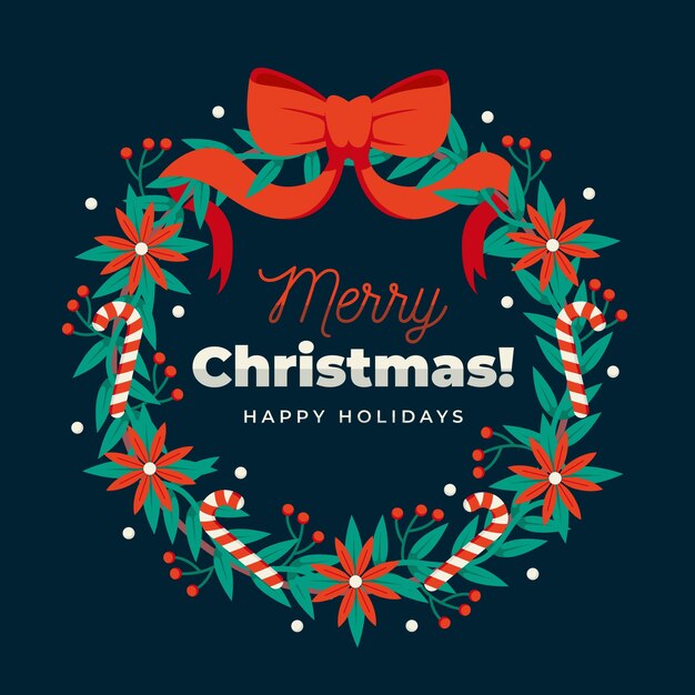 Concepto de corona de Navidad de diseño plano