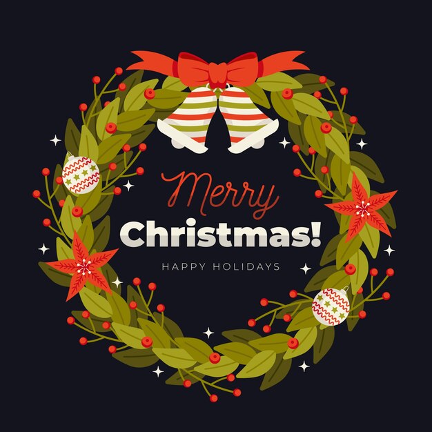 Concepto de corona de Navidad de diseño plano