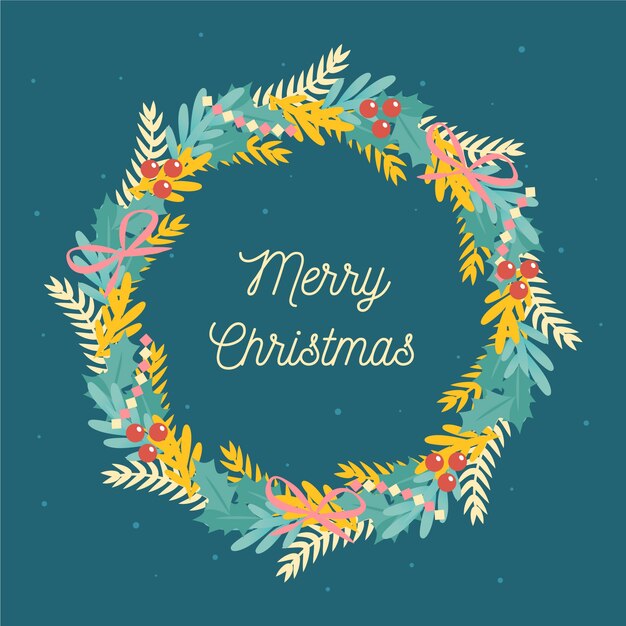 Concepto de corona de Navidad en diseño plano