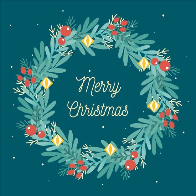 Concepto de corona de Navidad en diseño plano