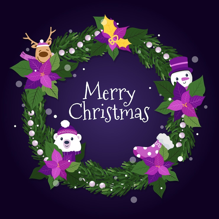 Vector gratuito concepto de corona de navidad en diseño plano