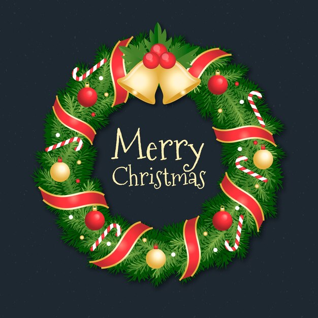 Concepto de corona de Navidad de diseño plano