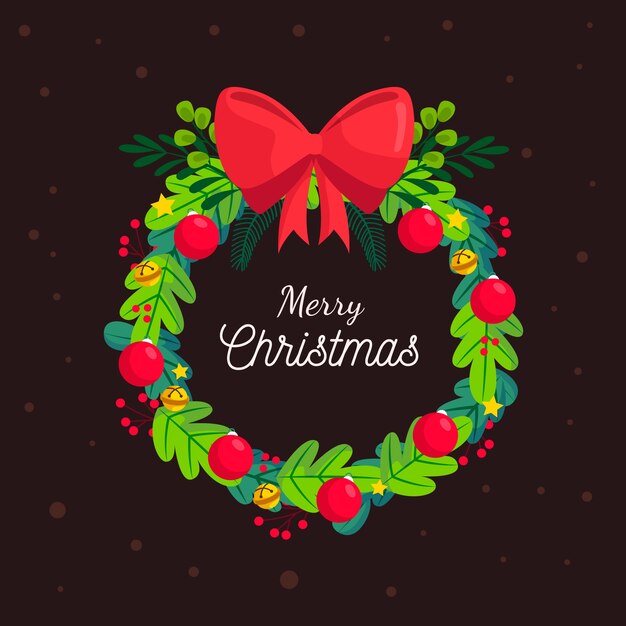 Concepto de corona de Navidad de diseño plano