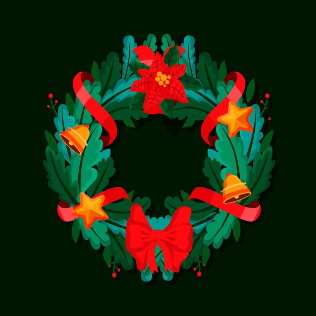 Concepto de corona de Navidad de diseño plano