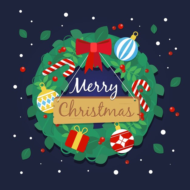 Concepto de corona de Navidad de diseño plano