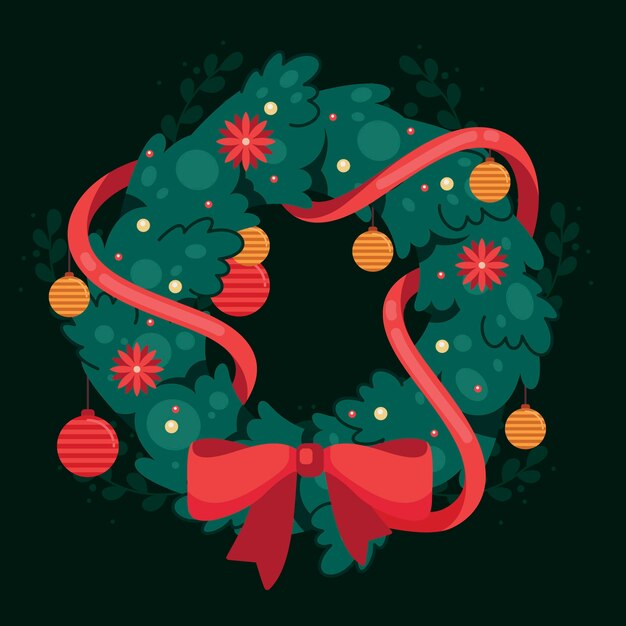 Concepto de corona de Navidad de diseño plano