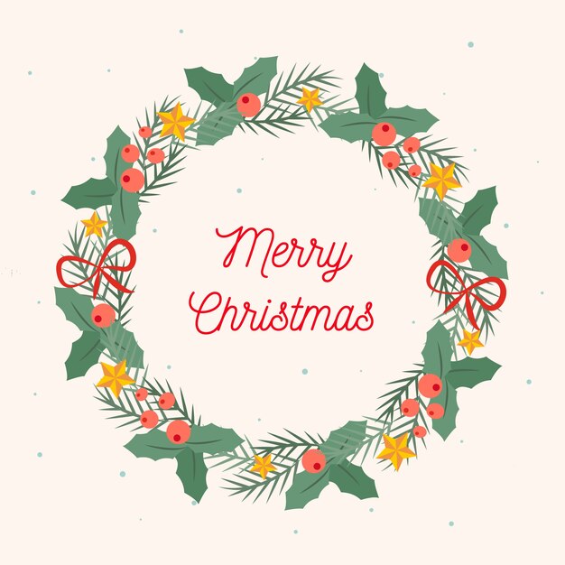 Concepto de corona de Navidad de diseño plano