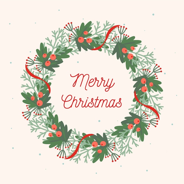 Concepto de corona de Navidad de diseño plano