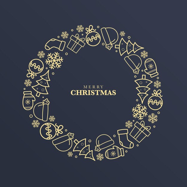 Concepto de corona de navidad dorada
