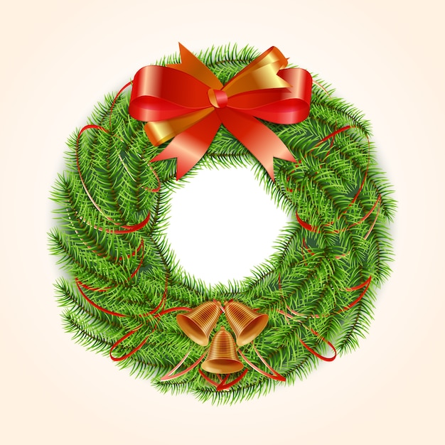 Concepto de corona de navidad realista