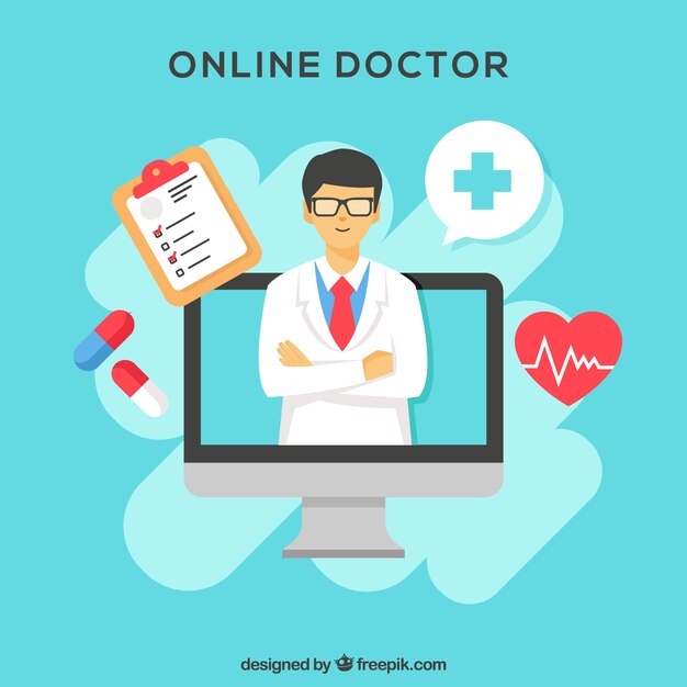 Concepto creativo de médico online