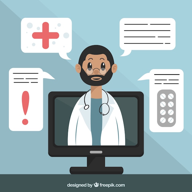 Concepto creativo de médico online