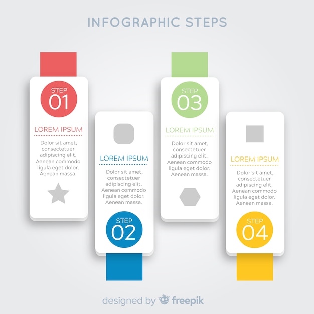 Concepto creativo de pasos infográficos gradientes