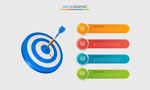 Concepto creativo de plantilla de diseño de infografía con 4 pasos
