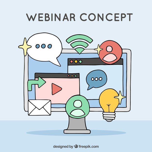 Concepto creativo de webinar dibujado a mano