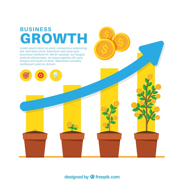 Vector gratuito concepto de crecimiento de negocios con plantas