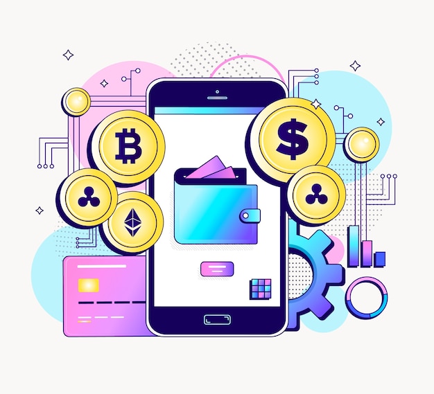 Concepto de criptomoneda degradado