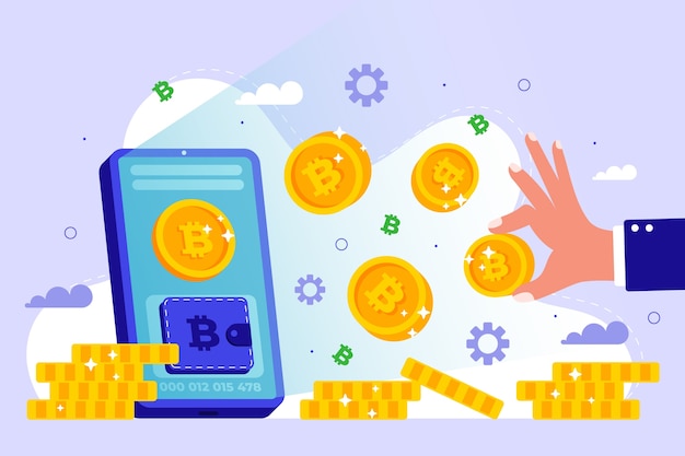 Concepto de criptomoneda dibujado a mano con teléfono