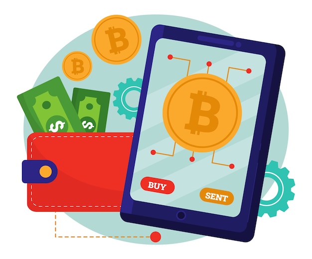 Concepto de criptomoneda de diseño plano dibujado a mano
