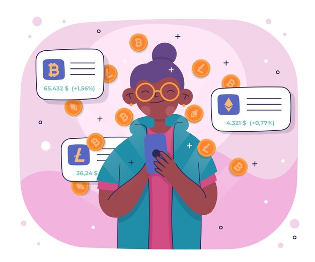 Concepto de criptomoneda de diseño plano