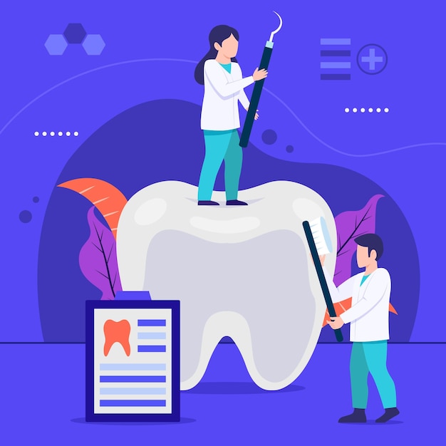 Vector gratuito concepto de cuidado dental de ilustración plana